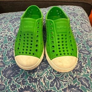 Native Green and White Sneakers with Perforated Design